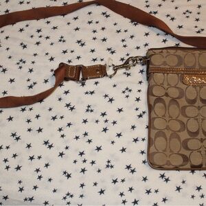 Coach Tan and Brown Signature Crossbody